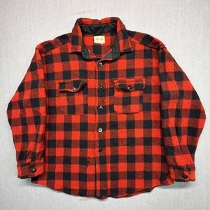 Vintage 50s Melton Wintermaster Buffalo Plaid Wool Flannel Shirt True Vtg 1950s